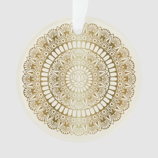 Elegant Gold op Cream Lotus Henna Mandala Ornament (voorkant)