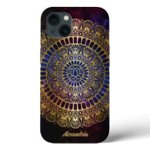 Elegant Gold op Dark Nebula Lotus Henna Mandala