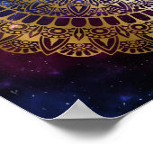 Elegant Gold op Dark Nebula Lotus Henna Mandala Poster (Hoek)