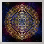 Elegant Gold op Dark Nebula Lotus Henna Mandala Poster (Voorkant)