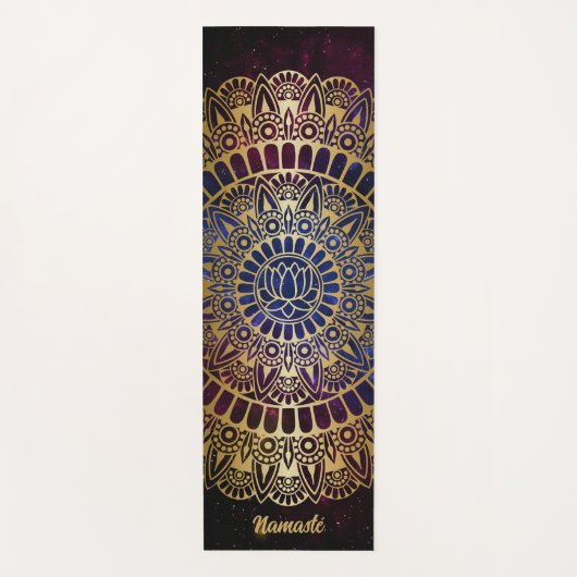 Elegant Gold op Dark Nebula Lotus Henna Mandala Yogamat (Voorkant)