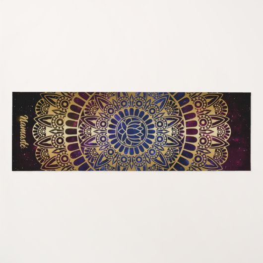 Elegant Gold op Dark Nebula Lotus Henna Mandala Yogamat (Voorkant (horizontaal))