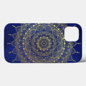 Elegant Gold op Deep Blue Floral Henna Mandala Case-Mate iPhone Case (Achterkant (horizontaal))