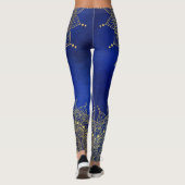 Elegant Gold op Deep Blue Floral Henna Mandala Leggings (Achterkant)