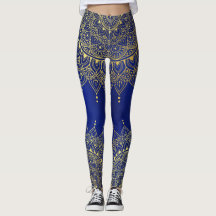 Elegant Gold op Deep Blue Floral Henna Mandala