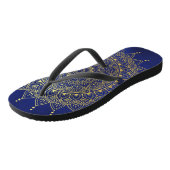 Elegant Gold op Deep Blue Floral Henna Mandala Teenslippers (Schuin)