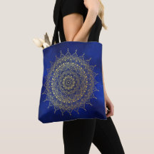 Elegant Gold op Deep Blue Floral Henna Mandala