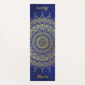 Elegant Gold op Deep Blue Floral Henna Mandala Yogamat (Voorkant)