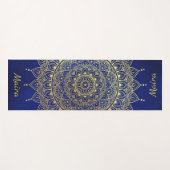 Elegant Gold op Deep Blue Floral Henna Mandala Yogamat (Voorkant (horizontaal))