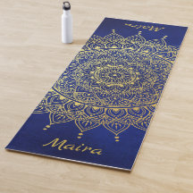 Elegant Gold op Deep Blue Floral Henna Mandala