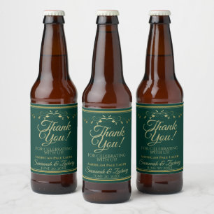 Elegant Gold op Emerald Green Weduwschap Hartelijk Bier Etiket