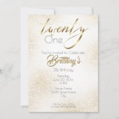 Elegant Gold op Gold Glitter en Calligrafie 21st Kaart (Voorkant)