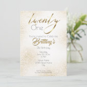 Elegant Gold op Gold Glitter en Calligrafie 21st Kaart (Staand voorkant)