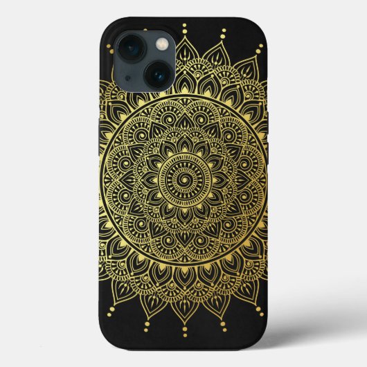 Elegant Gold op Soft Black Floral Henna Mandala Case-Mate iPhone Case (Achterkant)