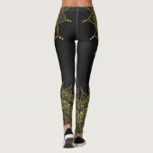 Elegant Gold op Soft Black Floral Henna Mandala Leggings (Achterkant)