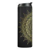 Elegant Gold op Soft Black Floral Henna Mandala Thermosbeker (Gedraaid links)