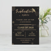 Elegant Gold op uitnodiging van de Black Gradupart (Staand voorkant)