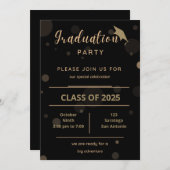 Elegant Gold op uitnodiging van de Black Gradupart (Voorkant / Achterkant)