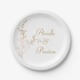 Elegant Gold op White Rose Stem Paper Bord