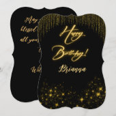 Elegant Gold op zwarte feestdag Kaart (Voorkant / Achterkant)