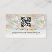 Elegant Gold Opal Stone QR Code Beauty Salon Visitekaartje (Achterkant)