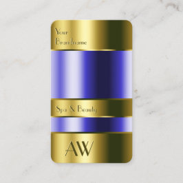 Elegant Gold Optic Blue Fluids 3D Monogram Visitekaartje