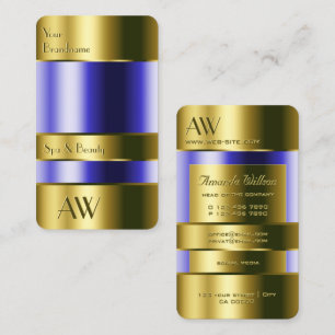 Elegant Gold Optic Blue Fluids 3D Monogram Visitekaartje