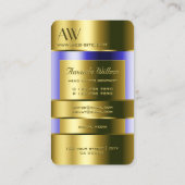 Elegant Gold Optic Blue Fluids 3D Monogram Visitekaartje (Achterkant)