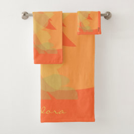 Elegant Gold Oranje Abstract Floral Bad Handdoek