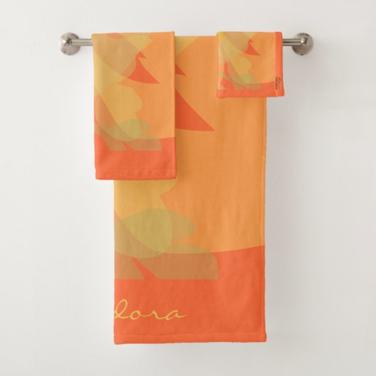 Elegant Gold Oranje Abstract Floral Bad Handdoek (Insitu)