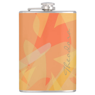 Elegant Gold Oranje Abstract Floral Pattern Heupfles