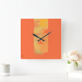 Elegant Gold Oranje Abstract Floral Vierkante Klok (Huis)