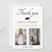 Elegant Gold Ornament 2 Foto Afstuderen Bedankkaart (Voorkant)