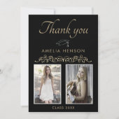 Elegant Gold Ornament 2 Foto Afstuderen Bedankkaart (Voorkant)