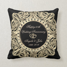 Elegant Gold Ornament 50th Wedding Jubileum Kussen