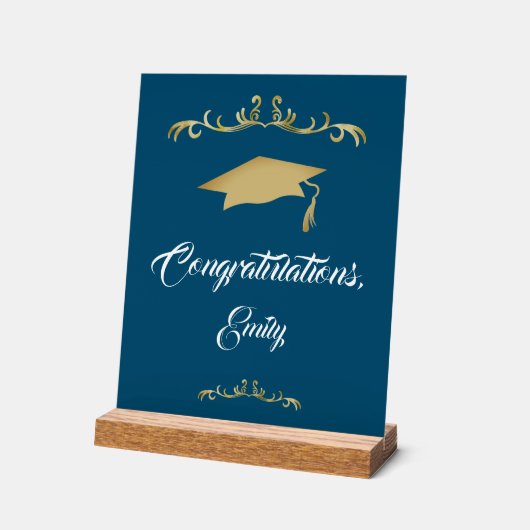 Elegant Gold Ornament Afstuderen Acryl Bord (Hoek)