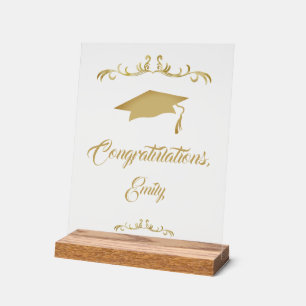 Elegant Gold Ornament Afstuderen Acryl Bord
