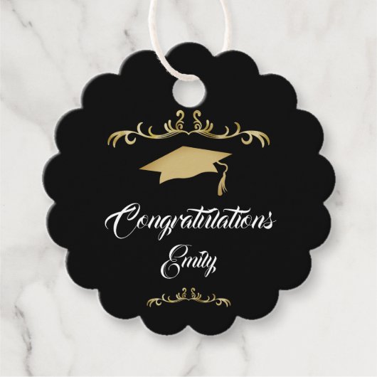 Elegant Gold Ornament Afstuderen Bedankjes Labels (Voorkant)