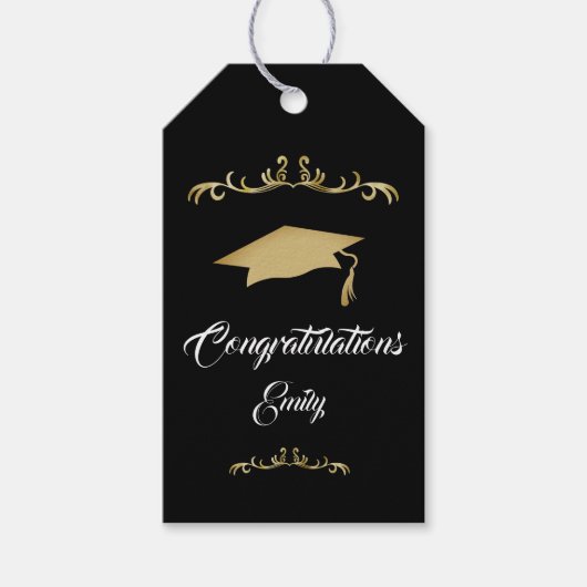 Elegant Gold Ornament Afstuderen Cadeaulabel (Voorkant)