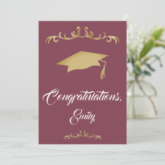 Elegant Gold Ornament Afstuderen Kaart (Staand voorkant)