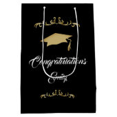 Elegant Gold Ornament Afstuderen Medium Cadeauzakje (Achterkant)