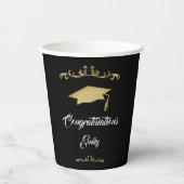 Elegant Gold Ornament Afstuderen Papieren Bekers (Voorkant)