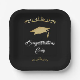 Elegant Gold Ornament Afstuderen Papieren Bordje