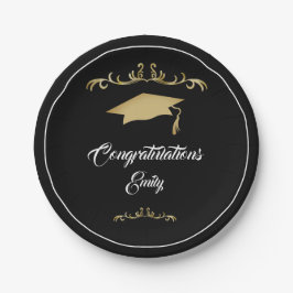 Elegant Gold Ornament Afstuderen Papieren Bordje