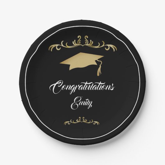 Elegant Gold Ornament Afstuderen Papieren Bordje (Voorkant)