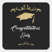 Elegant Gold Ornament Afstuderen Vierkante Sticker (Voorkant)