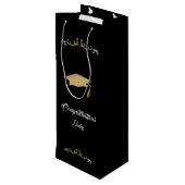 Elegant Gold Ornament Afstuderen Wijn Cadeautas (Achterkant Gekanteld)