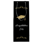 Elegant Gold Ornament Afstuderen Wijn Cadeautas (Achterkant)