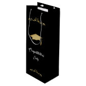 Elegant Gold Ornament Afstuderen Wijn Cadeautas (Voorkant Gekanteld)