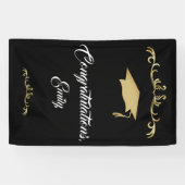 Elegant Gold Ornament Gefeliciteerd Afstuderen Spandoek (Horizontaal)